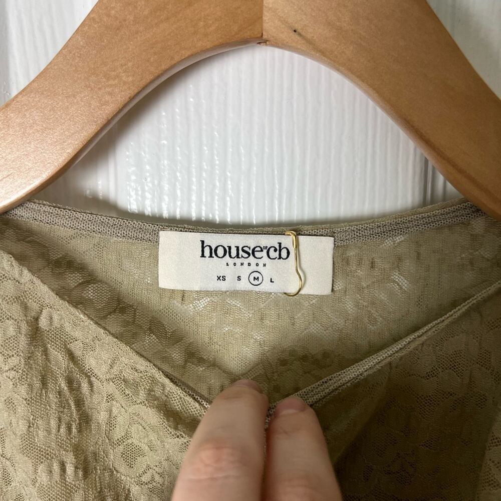 House of CB Giovanna Stone Floral Lace Long Sleeve Maxi Dress M - Picture 9 of 13